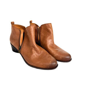 Lucky Brand Basel Womens 11M/43 Brown Cognac Leather Side Zip Ankle Booties